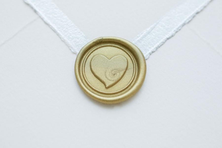 Mariage - Heart wax seal, love seal, wax seal, wedding invitation, invitation seal, envelope seal, wedding stamp, wax seal stamp, DIY seal, Valentine