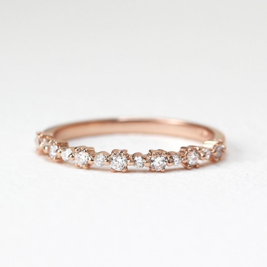 Wedding - Diamond Ring, Half Eternity Ring, 0.23 CTW Natural Diamond Wedding Ring, Diamond Engagement Band, Minimalist Diamond Ring, Engagement Ring
