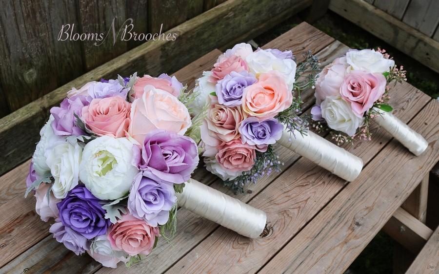 Свадьба - Bridal Bouquet, Wedding Bouquet, Wedding Flowers, Bridesmaid Bouquets, Wrist Corsage, Wedding Flower Package