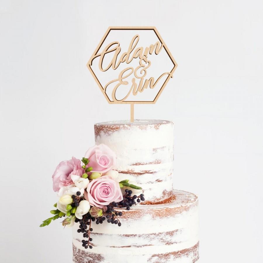 زفاف - Custom Wedding Cake Topper, Personalized Cake Topper, Geometric Cake Topper, Hexagon Cake Topper, Engagement Cake Topper, Gold Cake Topper