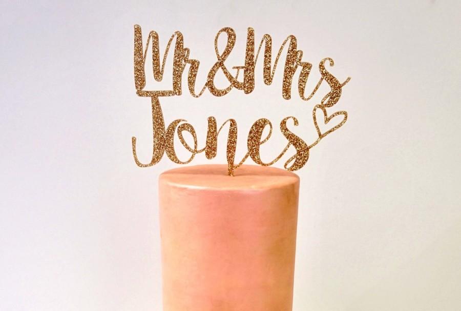 Mariage - Wedding Cake Topper Personalised Cake Topper For Wedding Decoration Rose Gold Mr And Mrs Cake Topper Custom Glitter Cake Topper For Weddings