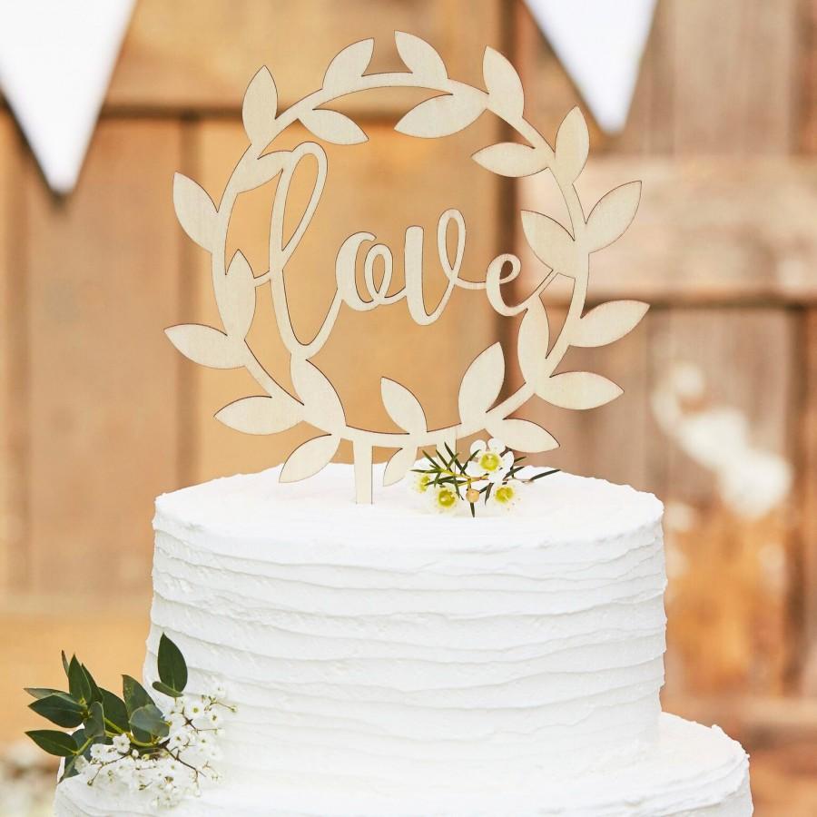 Hochzeit - Love cake topper wedding cake plug wood decoration