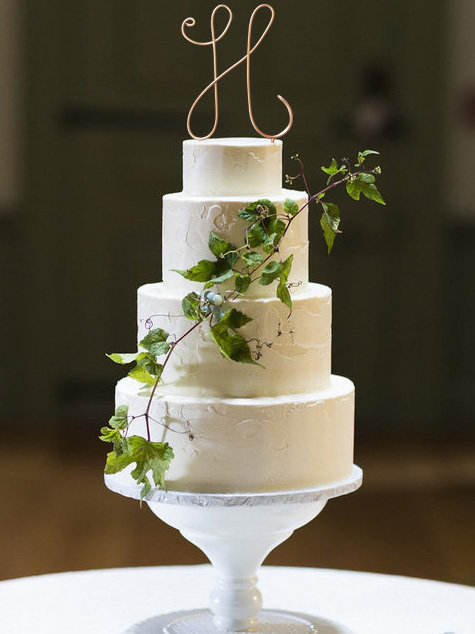 Mariage - Monogram Wire Wedding Cake Topper Rustic Chic Initial Custom Personalized Anniversary Cursive Reusable Metal Industrial Elegant Simple