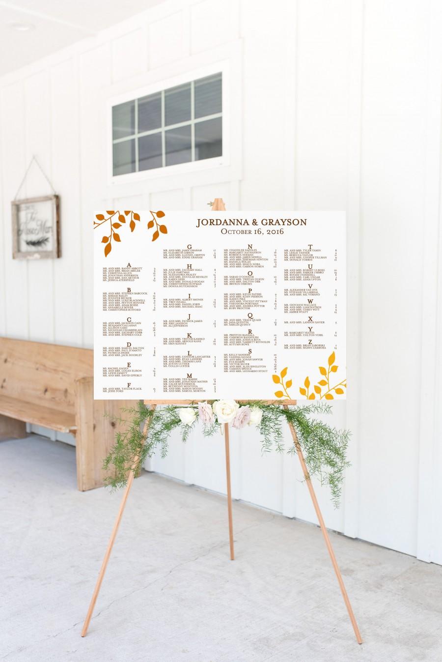 زفاف - Wedding Seating Chart (Falling) - Digital File, DIY, PDF, Printable, Fall, Autumn, Nature, Leaf, Tree, Orange, Yellow, Brown, Customizable