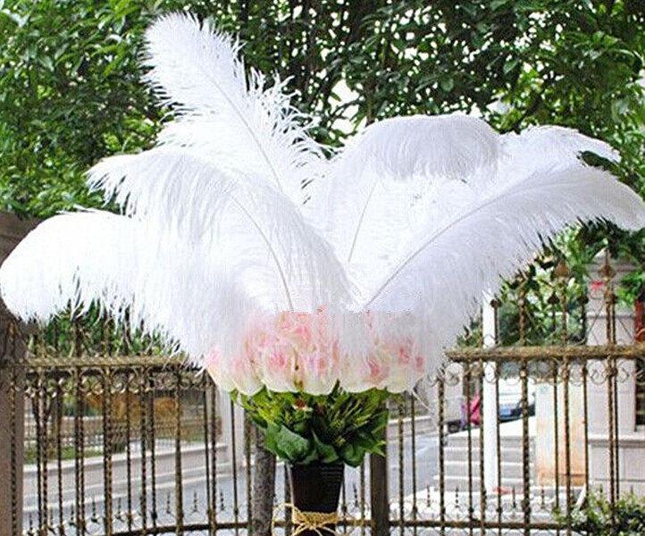Mariage - Discount item 100pcs ostrich feather for wedding table centerpiece,feather centerpiece,white ostrich feathers,wedding table decoration AAA