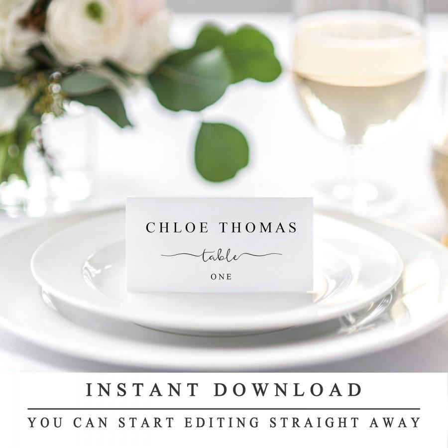 Wedding - Custom Wedding Reception Place Cards, Wedding Place Card Printable, Placecard Template, Table Number Name Card Seating Card Instant Download