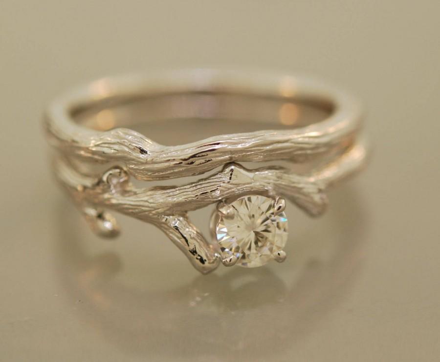 Hochzeit - white gold ring, engagement ring, twig ring, alternative engagement ring, moissanite ring,branch ring, moissanite twig ring, wedding rings