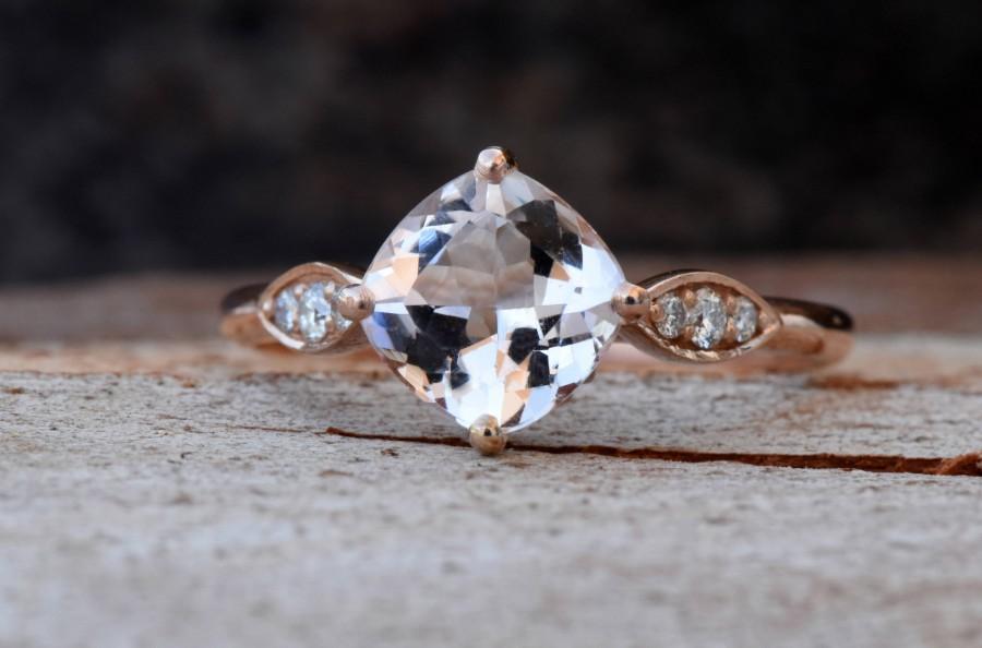 Wedding - Morganite engagement ring rose gold-Rose gold engagement ring-Diamond vintage ring-Morganite ring-Promise ring-Art deco ring-Custom Rings