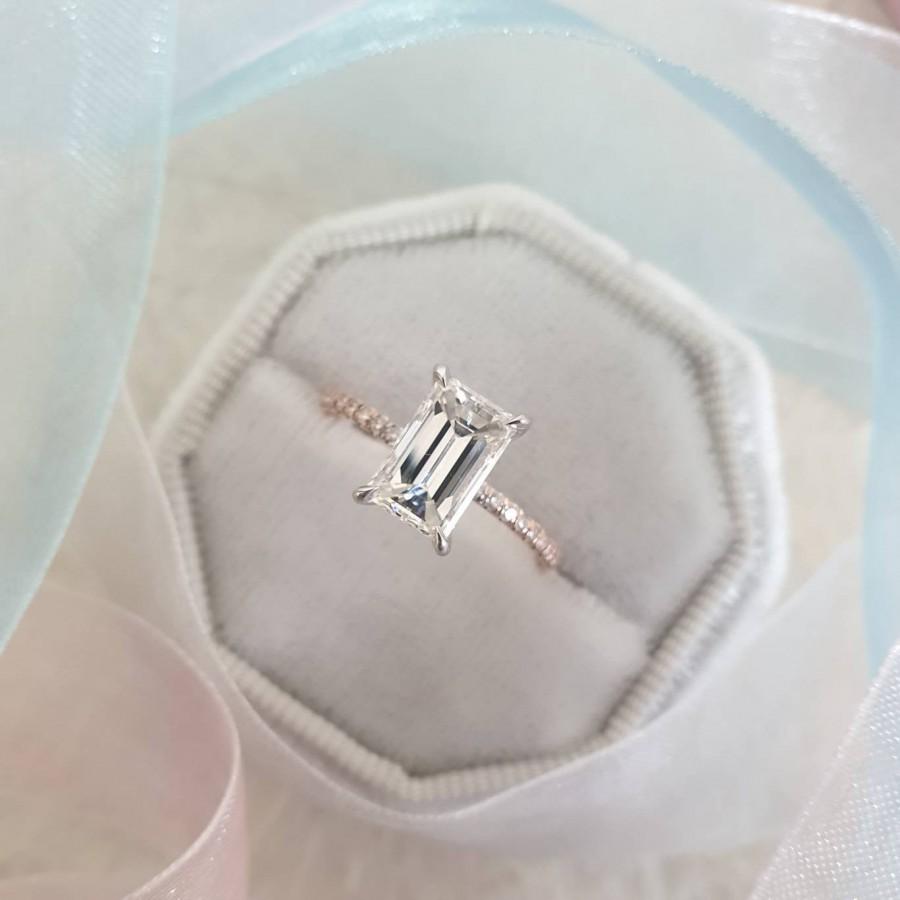 زفاف - Diamond Engagement Ring, 1.80  Carat Diamond Ring, Emerald Cut Diamond Ring, Engagement Ring, Wedding Band,1.80 Carat Engagement Ring