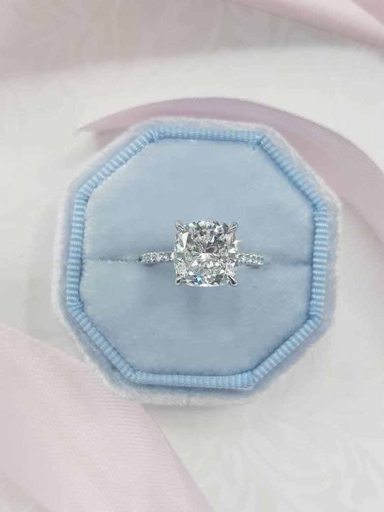 Свадьба - 2.50 Carat Cushion Diamond Engagement Ring, Hidden Halo Diamond Ring, Engagement Ring, Diamond Engagement  Ring, Cushion Cut Diamond