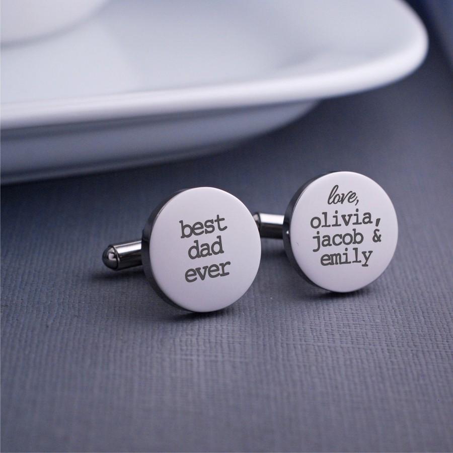 Wedding - Personalized Cuff Links, Father's Day Gift for Dad, Best Dad Ever Cufflinks, Custom Cuff Links for Dad from Kids