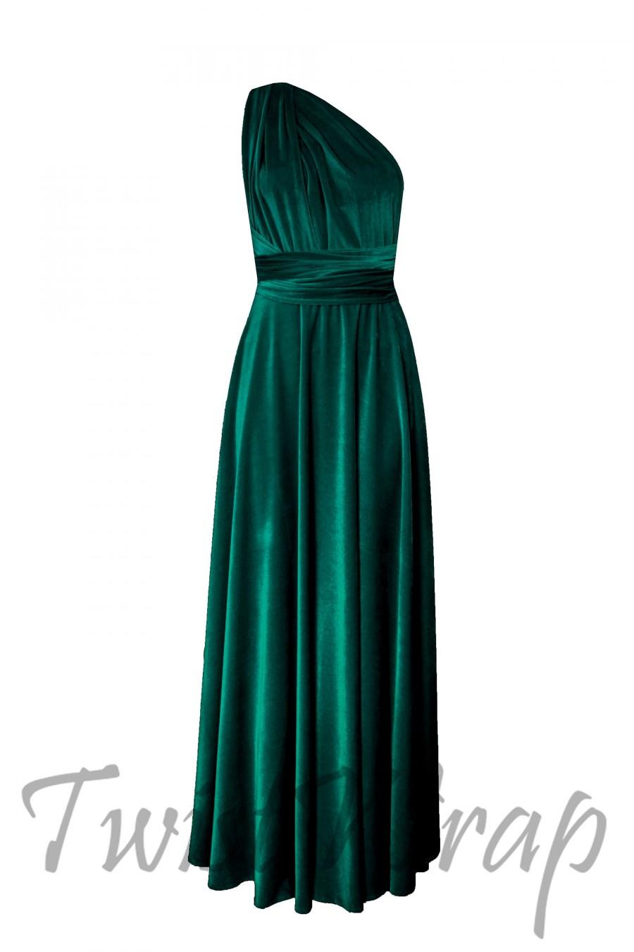 Mariage - Velvet Dress Dark Green Infinity Dress Bridesmaids Dress Long Convertible Dress Formal Maternity Dress Plus Size Prom Dress