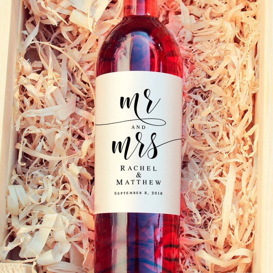 Wine Label Mr And Mrs Wedding Decor Elegant Wedding Template Regarding Diy Wine Label Template