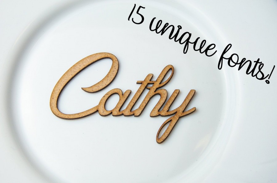 Wedding - Wooden laser cut names Wedding place cards Name place settings Wooden wedding sign Rustic wedding names Laser cut wood Name tags for wedding