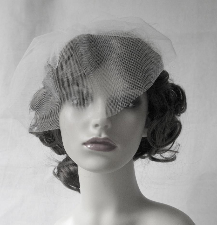 زفاف - Couture birdcage veil, face veil in English tulle - Cutie