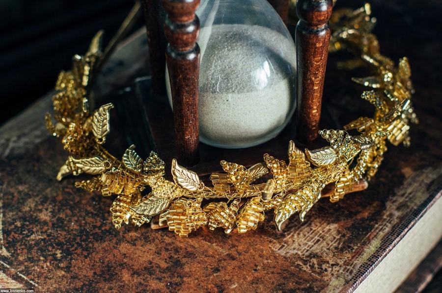Wedding - STEFANA Greek Crowns Ancient Greek Style Gold Plated Leafs Orthodox Stephana. Gold Tiaras