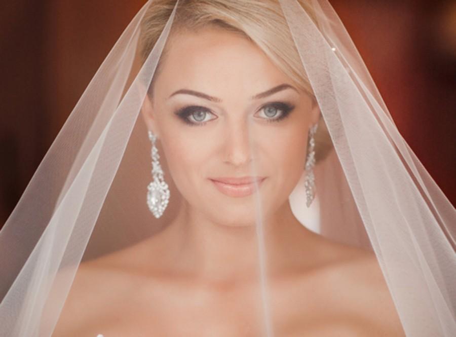 Hochzeit - Blusher Veil, Blusher Wedding Veil, Bridal Veil, Cut Edge Veil, Single Tier Veil, Ivory Wedding Veil 3433
