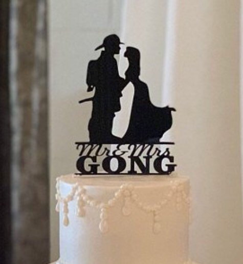 Hochzeit - Personalized Fireman Wedding Cake Topper and Bride, Fireman Cake Topper, Personalized Wedding Cake Topper, Firefighter Cake Topper