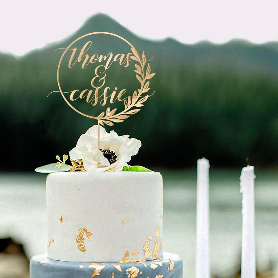 زفاف - Gold Wreath Wedding Cake Topper by Rawkrft - Customize Your Own - Designed and Made in Los Angeles - Ready to ship in 1-2 Business