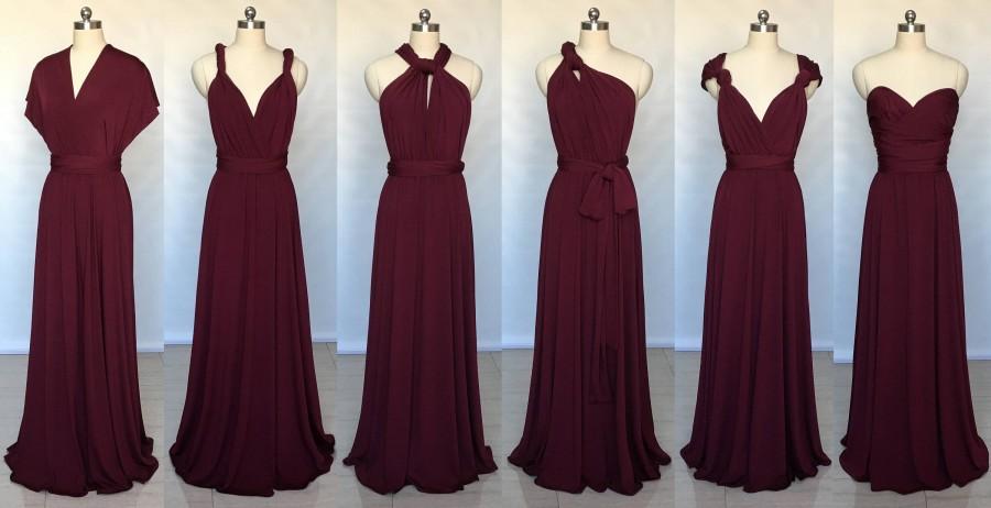 Mariage - Burgundy Spandex Long Convertible Bridesmaid Dress
