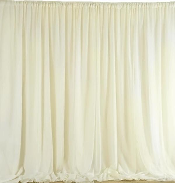 زفاف - 10 feet x 10 feet Ivory Sheer Voile Backdrop,Multi Size Wedding Ceremony Party Decorations,Sheer Organza Curtain Panel Backdrops -BD005