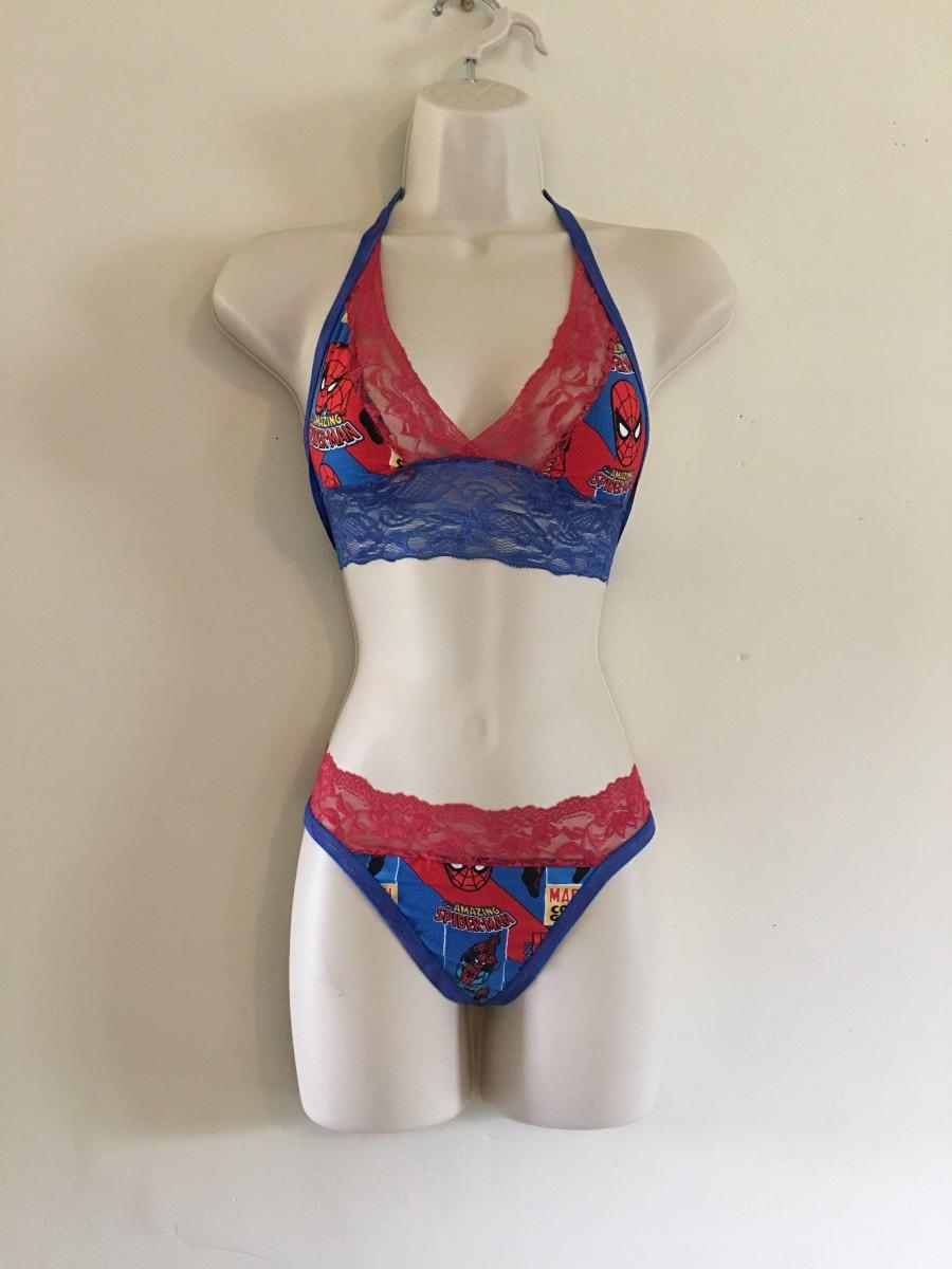 Mariage - Red lace spider-man lingerie set  spider man lingerie set spidey lingerie spider man lingerie spiderman lingerie spider man panties