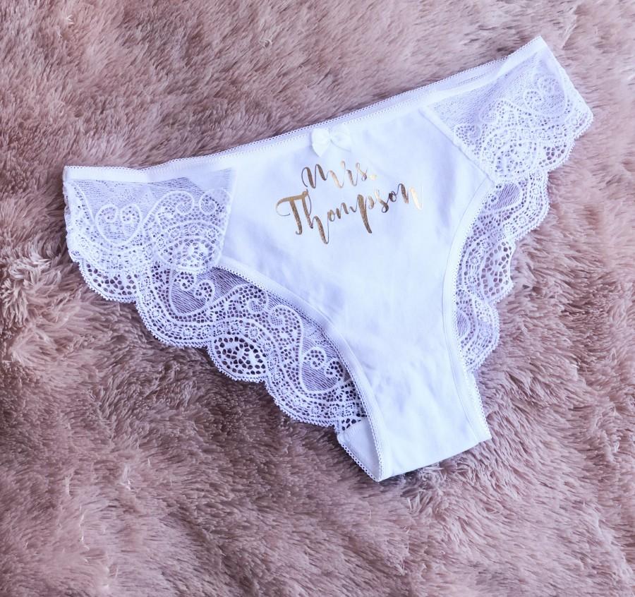 Свадьба - Bridal Underwear - Personalized Panties - Bride Panties - Bachelorette Gift - Bridal Shower Gift - White Lace Underwear - P001