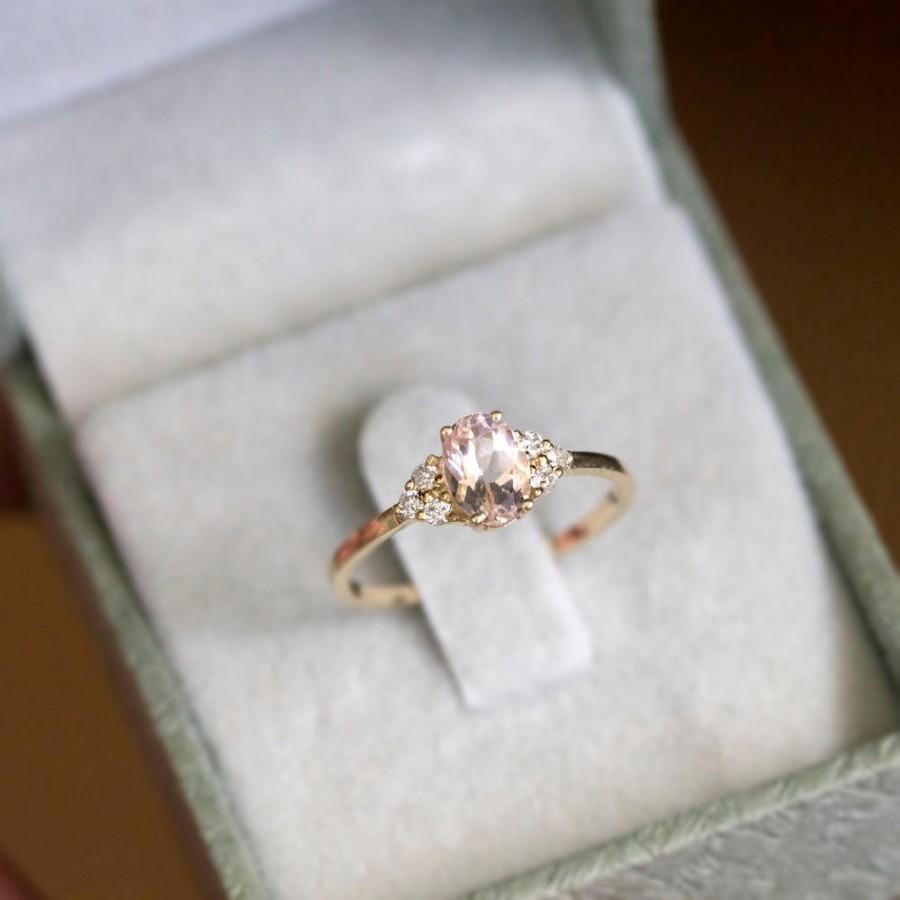 زفاف - Morganite ring, Morganite and Diamond ring, engagement ring, unique ring, unique engagement, Morganite engagement ring