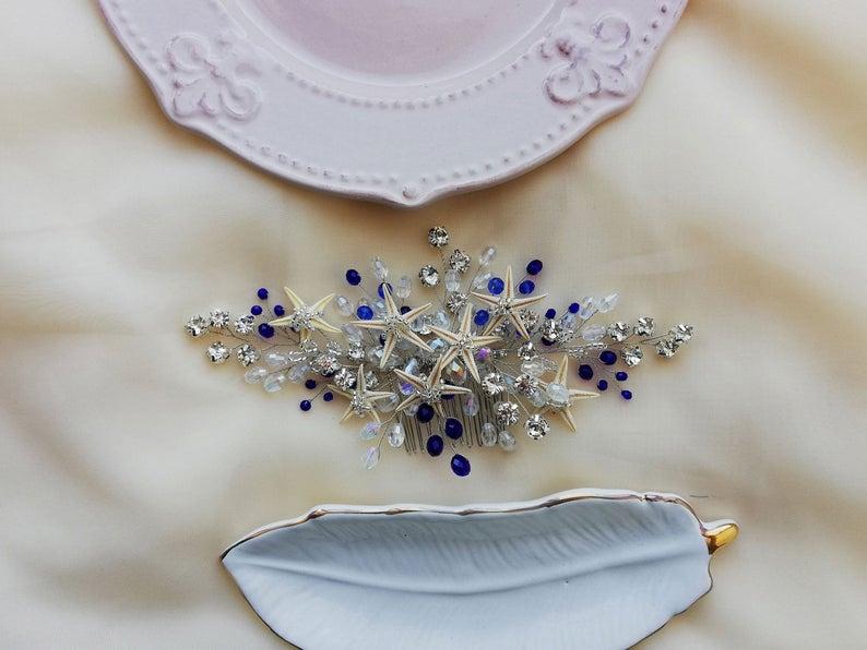 Wedding - royal blue mermaid hair piece