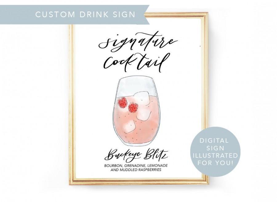 Mariage - His Hers Drink Digital Signature Drinks Sign Printable Signature Drink Sign PDF Wedding Illustrated Cocktail Sign Custom Drink Sign