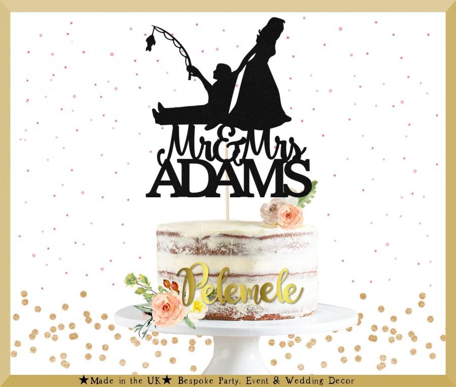 Mariage - Personalized Fishing Mr & Mrs Cake Topper - Fishing Wedding Cake Topper, Fishing Rod Cake Topper, Fishing Couple Cake Topper, Custom Wedding