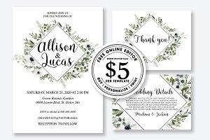 Wedding - Wedding Invite anemone greenery