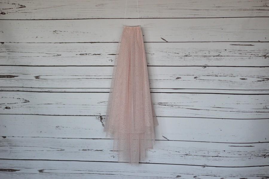 Hochzeit - Blush pink and gold glitter spot, cut edge, 2 tier veil, your choice of length