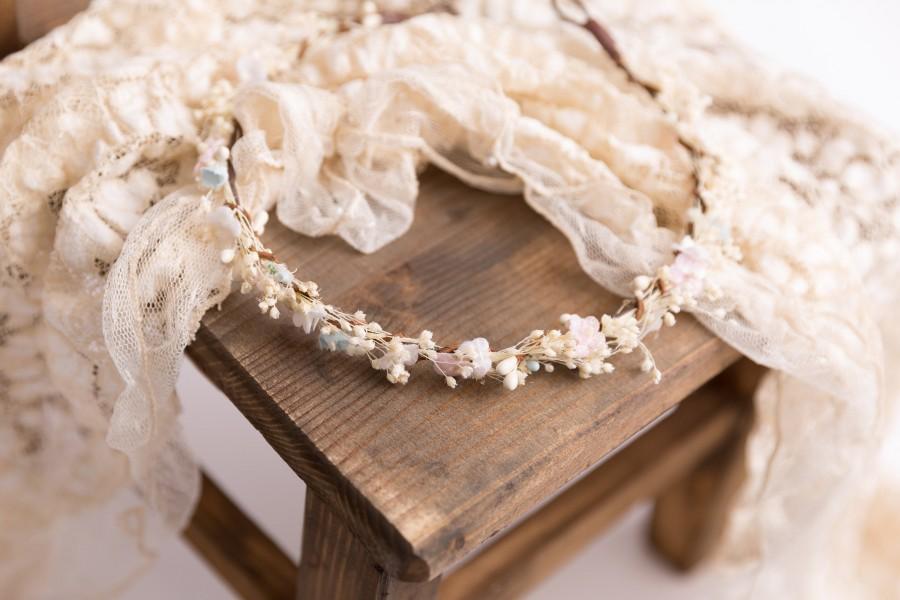 Свадьба - LINA - flower hair wreath, wedding crown, headband, bridal side crown