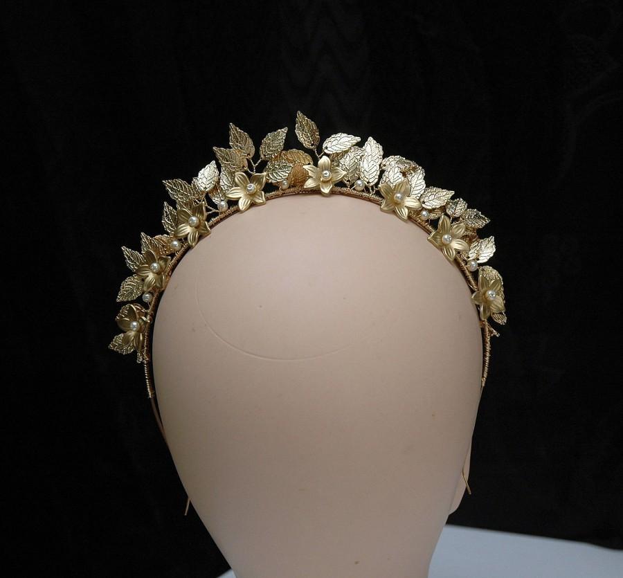 Wedding - Gold Leaf Crown, Delicate Wedding Leaf Hair Accessories, Wedding Headpiece, Greek Goddess Crown, Flower Bridal Headband,  Wedding Hair Piece
