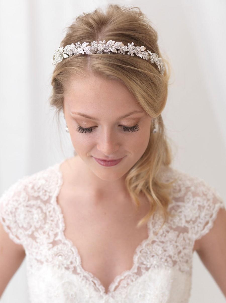 Свадьба - Swarovski Crystal Bridal Headband, Crystal Wedding Headband, Swarovski Crystal Headband, Floral Headband, Bridal Hair Accessories ~TI-3300