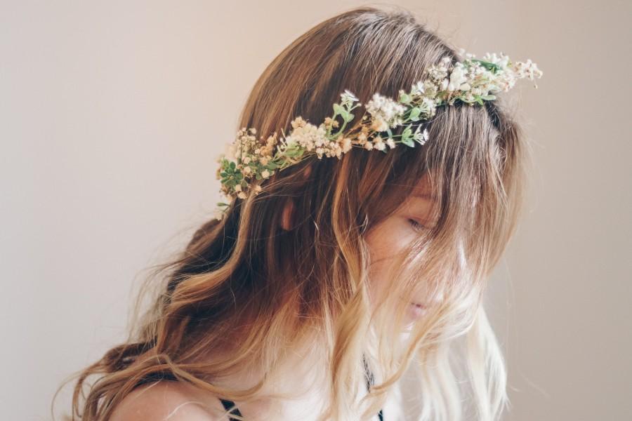 زفاف - Whimsical Forest Herbs Flower Crown - dried flowers, artificial leaves, Bridal Wreaths, Bridal Crowns