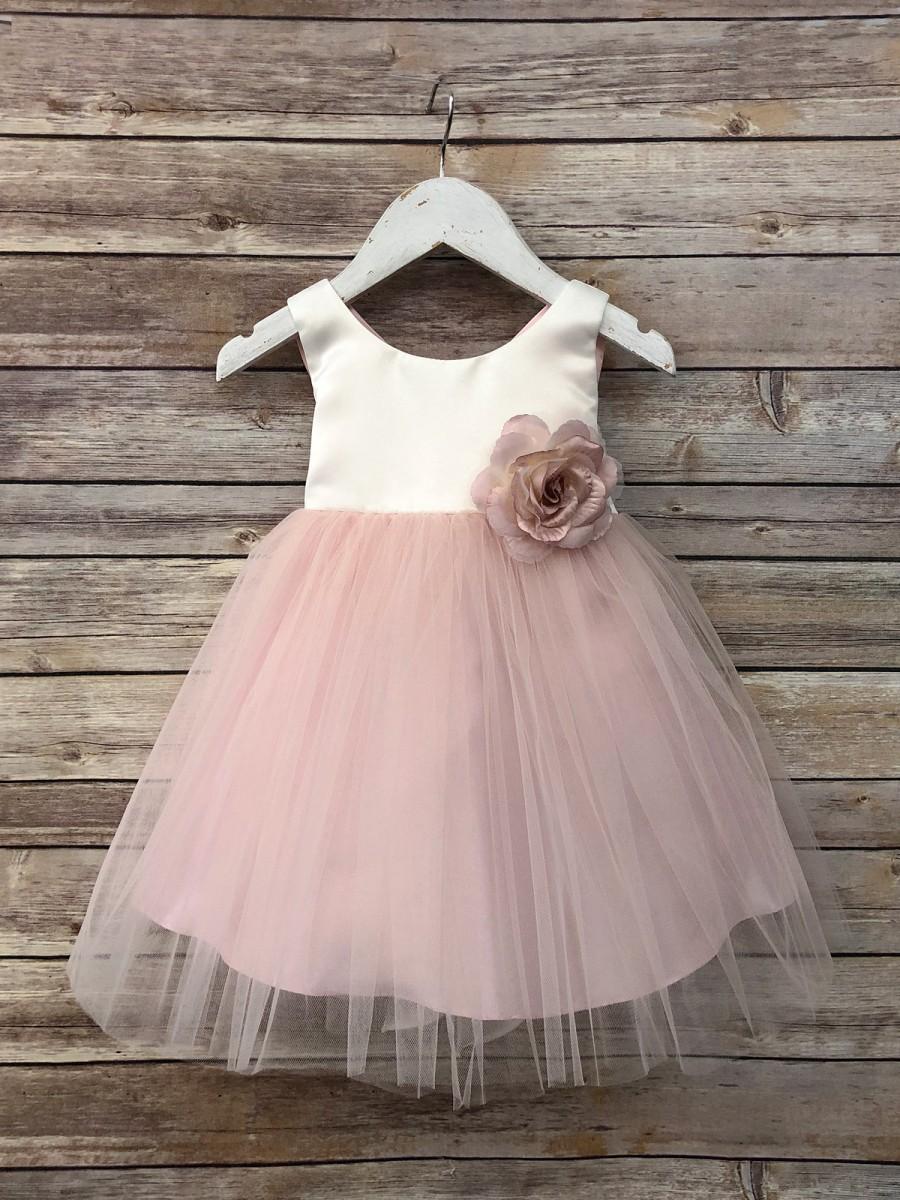 Hochzeit - Sweet Blush Baby Flower girl dress with silk flower