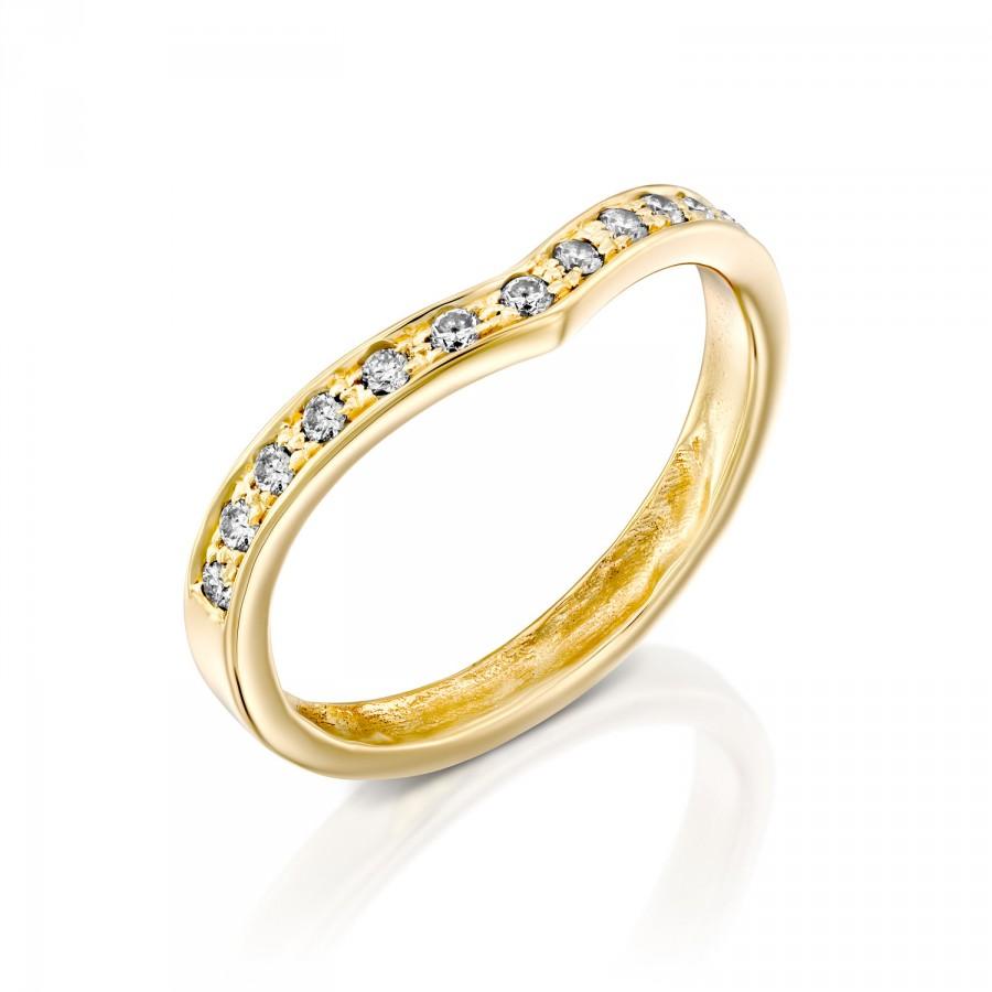 زفاف - Pave Half Eternity Diamond Ring, Diamond Stack Ring, Rings for Women, V Ring Gold, Promise Ring,Unique Engagement Ring, Chevron Ring, Unique