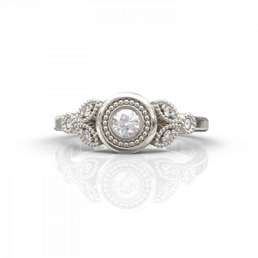 Hochzeit - 14k white gold engagement ring Seven Stone Diamond Cluster Engagement Ring