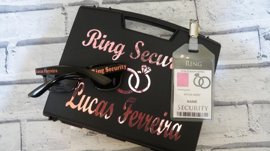 Hochzeit - Ring Security Box + sunglasses + badge, Ring security set, wedding ring box, set