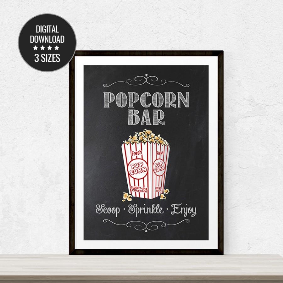 Mariage - Popcorn Bar Sign, Popcorn Table Sign Party Sign Graduation, Wedding, Retirement, Birthday, Chalkboard Style Printable Instant Download CB001