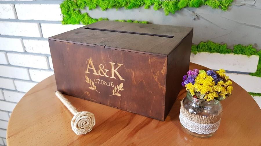 Mariage - Personalized Wedding Card Box With Slot Wooden Card Box Wedding Card Holder Wedding Money Box Wooden Gift Cards Box Wedding Envelope Box