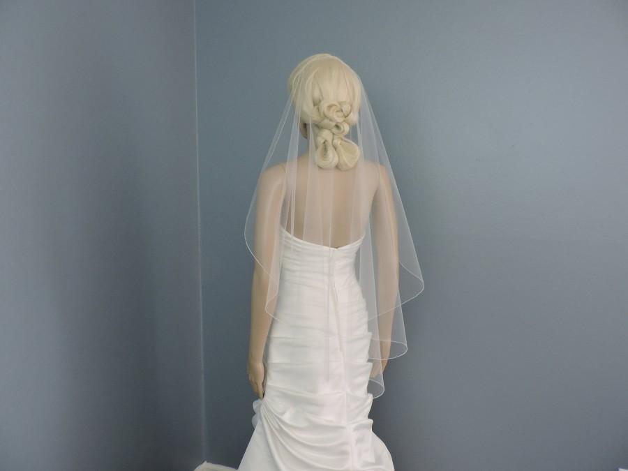 زفاف - Cascade Mantilla Style Wedding Veil Pencil Edge Sheer, Bridal Veil