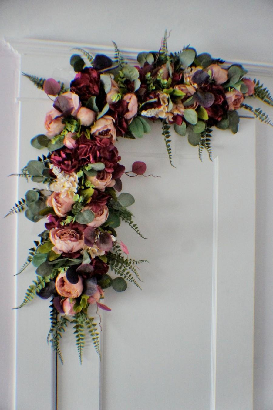 زفاف - Wedding Arch Swag, Eucalyptus Swag, Wedding Backdrop, Wedding Arch Flowers, Silk Arch Flowers, Church Swag, Corner Wedding Swag