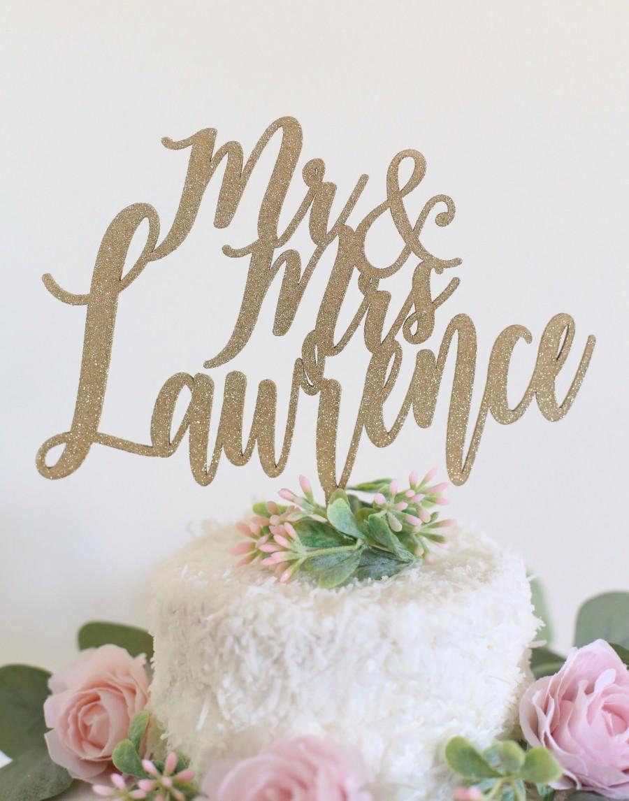 Wedding - Cake Topper Personalized Cake Topper Gold Cake Topper Cake Topper For Wedding Bridal Shower Cake Topper Calligraphy Cake Topper Mr. and Mrs.