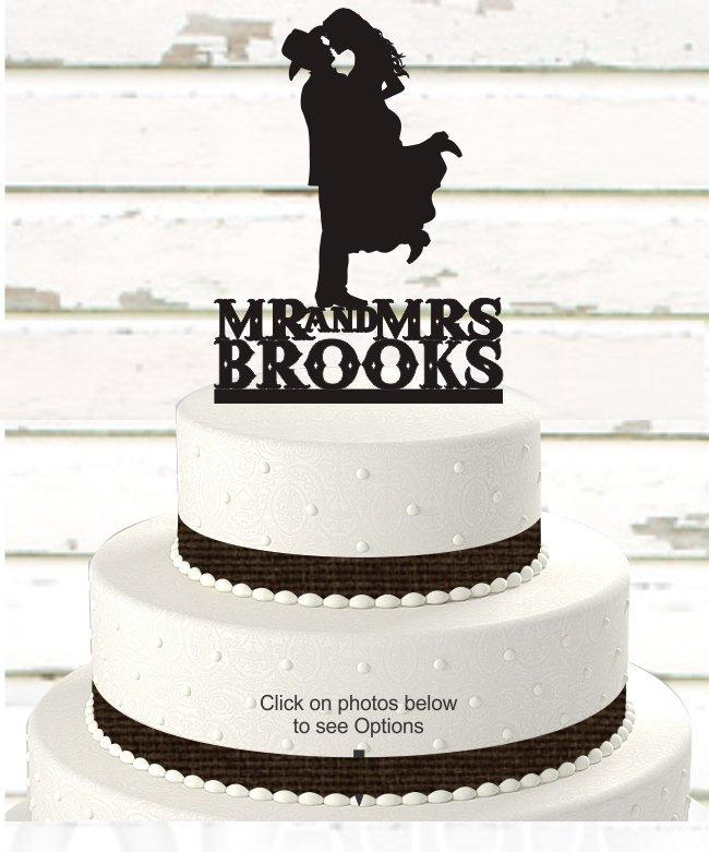 Mariage - Country Western Wedding Cake Topper, Cowboy Hat and Boots, Personalized with Name, Acrylic, Wood [CT17wn]