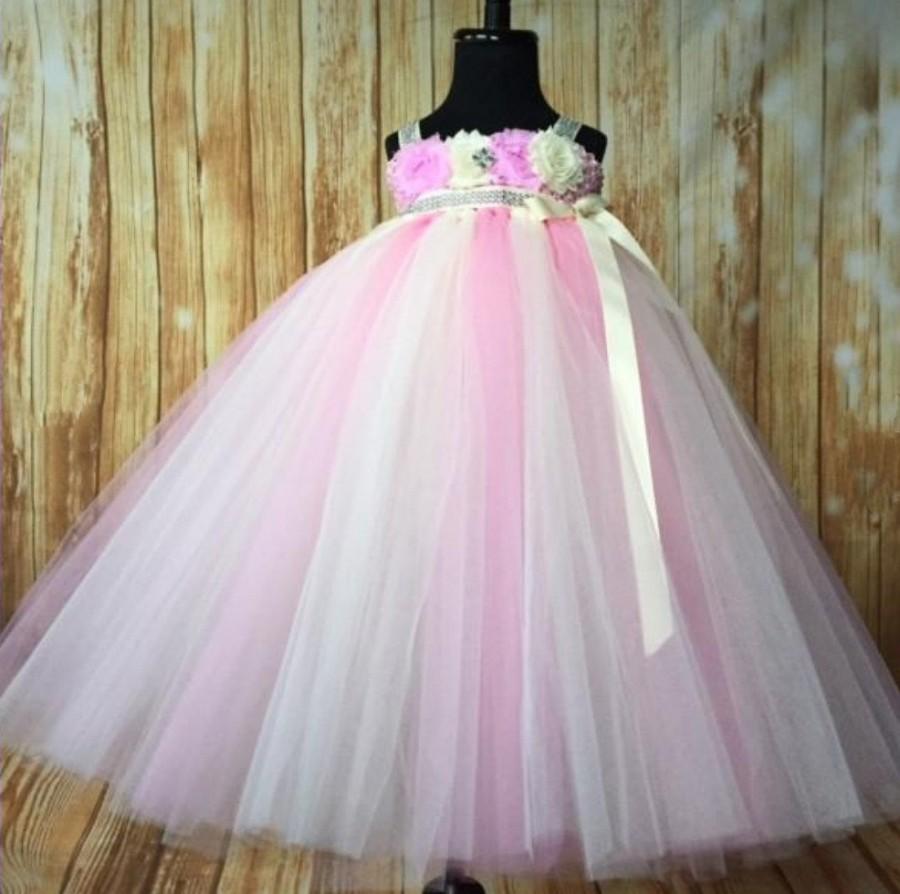 Mariage - Pink flower girl tutu,flower girl dress, flower girl tutu dress, tutu dress, birthday tutu, affordable flower girl dress, beach wedding tutu