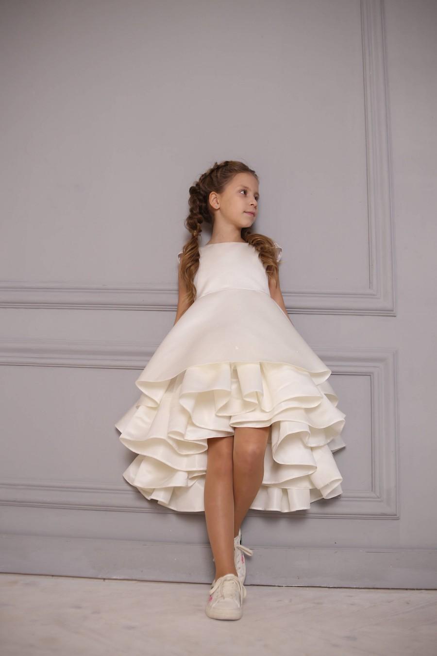 Hochzeit - Ivory Dress Flower Girl, Milk Girl Dress, Christmas dress, New year's dress, Party Girl Dress, Flower girl Dress, Birthday, Bridesmad