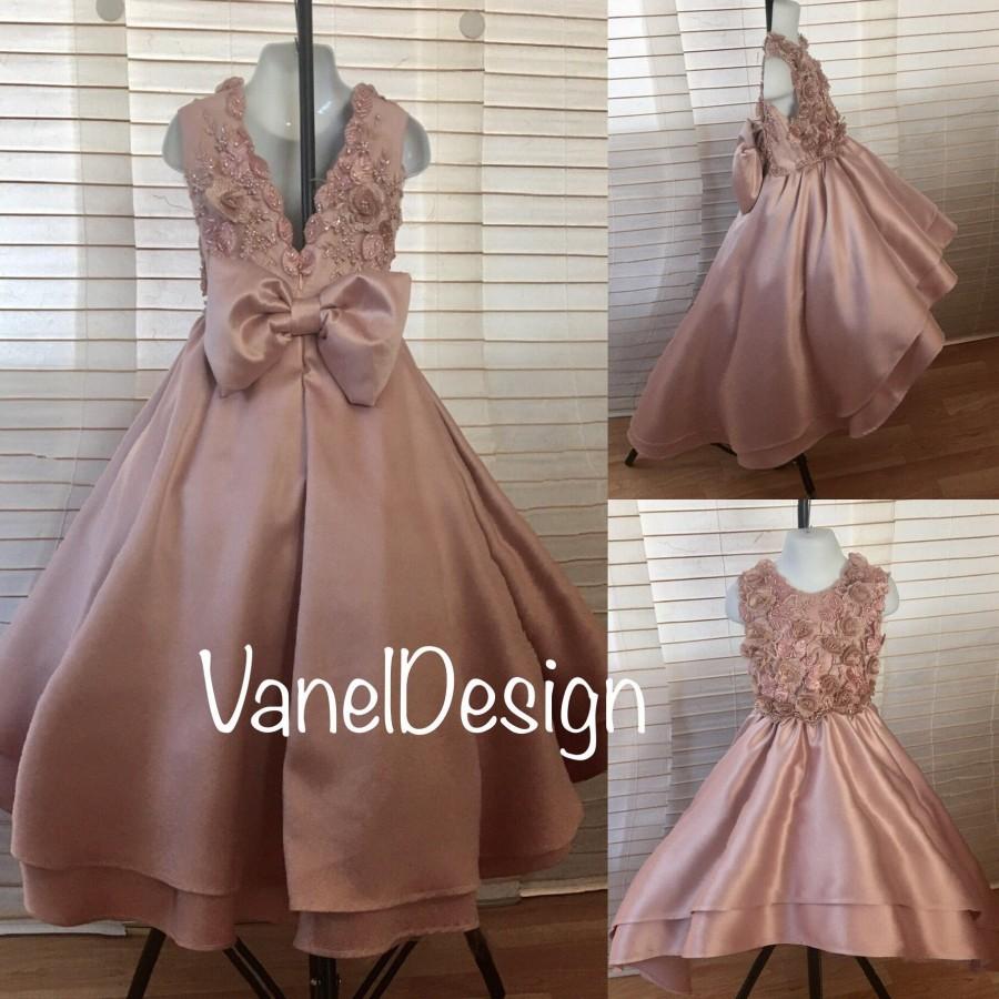 Mariage - Bridesmaid, Flower Girl Dress, Wedding Gown, Junior Bridesmaids, Birthday Party, Princess Gown, Junior Pageant, Ivory Floor Length, Formal